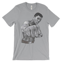 Mo Ali Fist in Perspective Unisex Short Sleeve T-Shirt Illustrated by Robert Bowen - Robert Bowen Tees